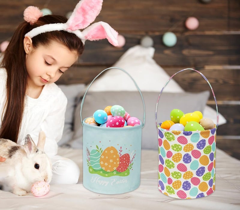 TIBAOLOVER Rectangular Easter Basket Easter Gift Basket for Kids Baby Storage Basket Cute Toy Storage Bin Organizer Shelf Book Basket Easter Room DecorHappy Easter Basket - Image 2