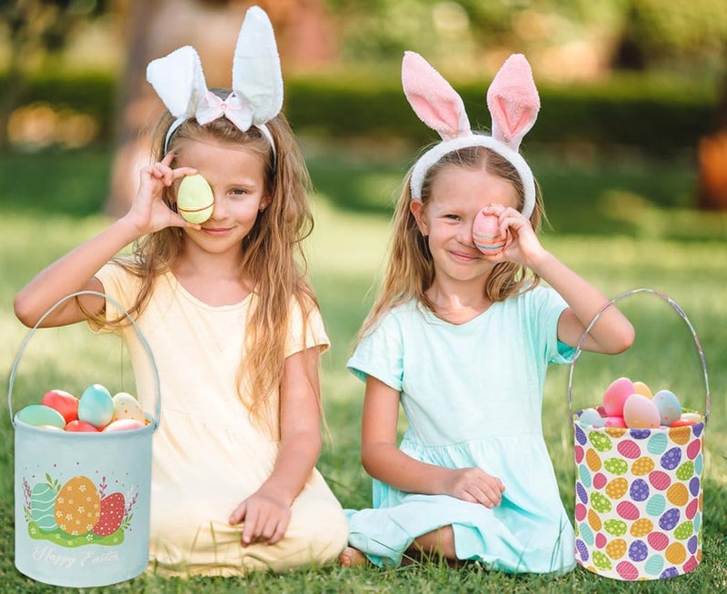 TIBAOLOVER Rectangular Easter Basket Easter Gift Basket for Kids Baby Storage Basket Cute Toy Storage Bin Organizer Shelf Book Basket Easter Room DecorHappy Easter Basket - Image 4