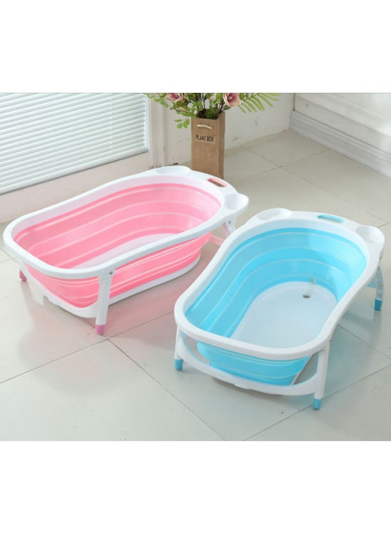 Foldable Baby, Toddler Space-Saving Design, Collapsible, Portable, and Multi-Use Shower Tub for Kids and Pets (Color Pink, Blue) - Image 1