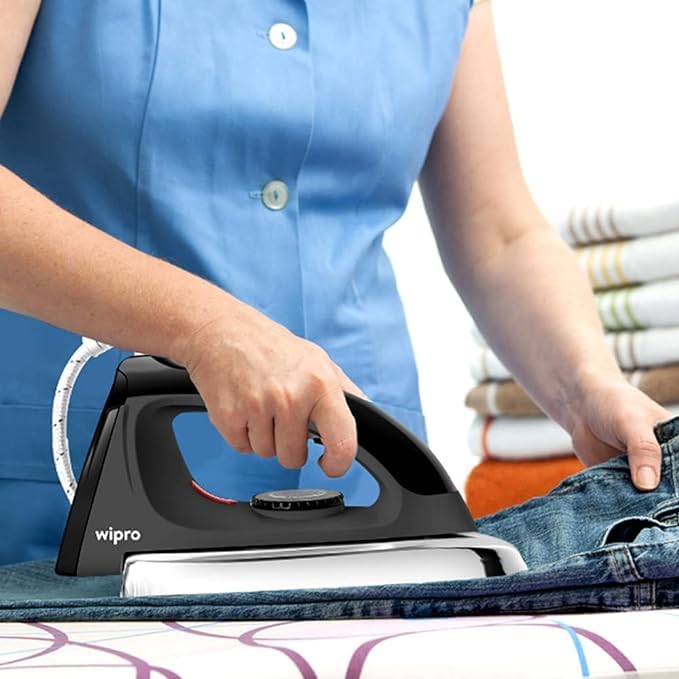 Wipro Elato GD204 1200 Watt Heavyweight Dry Iron, Quick Heat Up, Anti Bacterial German Weilburger Dual Coated Soleplate,5 Modes, Dry Iron Press,Wrinkle Free Clothes in One Shot, 2 Year Warranty,Black - Image 2