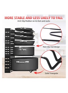 Eworld Pot Rack Organizer with 3 DIY Methods, 8 Tiers Adjustable Stand for Organising Pans and Cookware Kitchen Cabinet and Counter  - Image 3