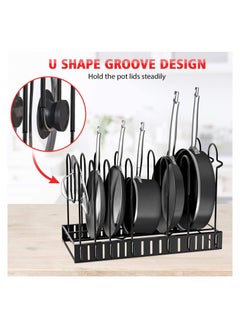 Eworld Pot Rack Organizer with 3 DIY Methods, 8 Tiers Adjustable Stand for Organising Pans and Cookware Kitchen Cabinet and Counter  - Image 5