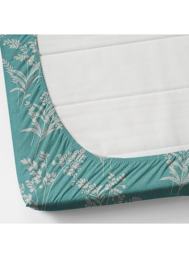 Furnistitchs Premium Glace Cotton 200 TC Elastic Fitted Bedsheets King Size Double Bed With 2 Pillow Covers (Sea Green Ocean, Queen Fitted 60X78) - Image 4