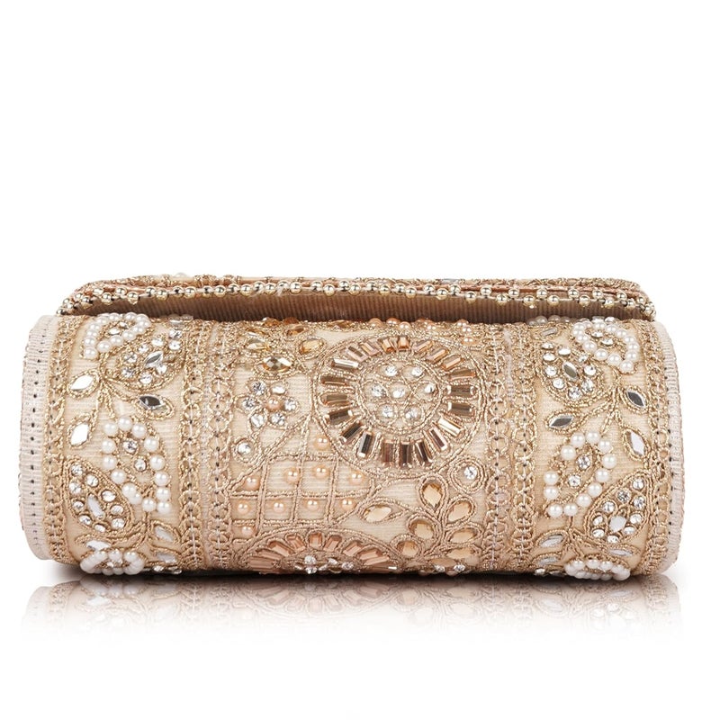 PLANX Velvet SilK Stylish Embroidery Unique Design Trendy Traditional Wedding Party Handheld Potli Bag For Women - Image 5