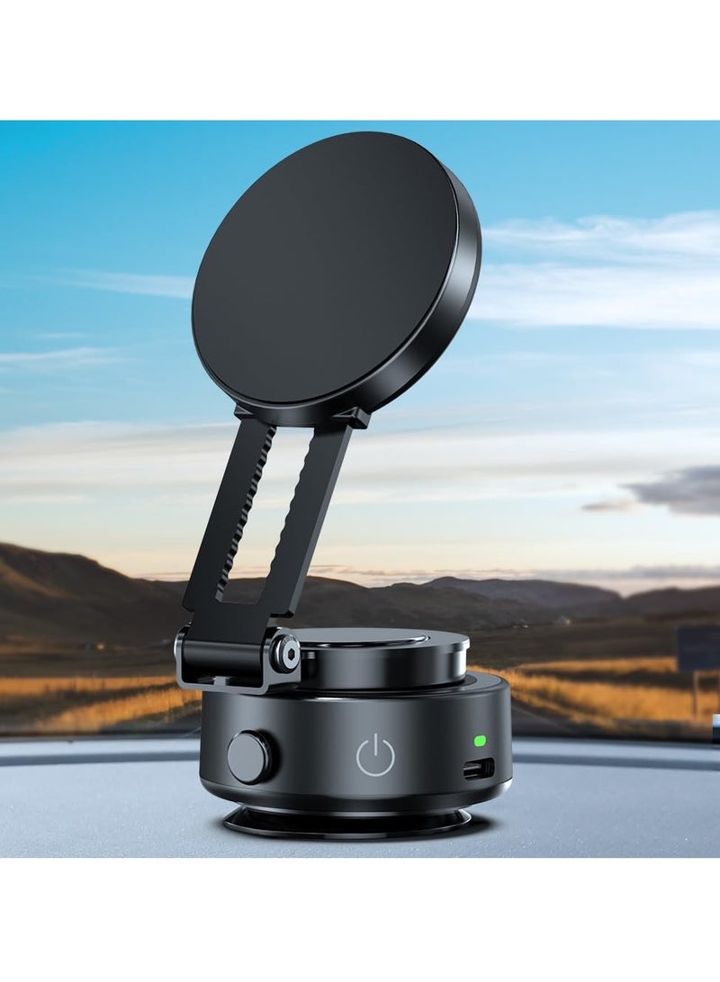 AMBERJACK Vacuum Magnetic Suction Phone Mount Holder, Car dashboard phone mount, Double Side Use Magnetic Folding Phone Holder, Suction Cup,Adjustable Magnetic 360 Rotateable Phone Holder For iPhone, Samsung - Image 2