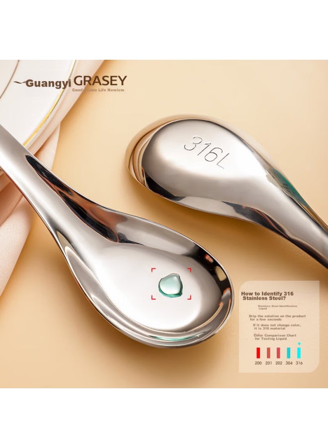 GRASEY Guangyi 316l Stainless Steel Flat-bottom Spoon, Household Spoons, Enlarged Serving Spoons, Soup Spoons, Rice Spoons, Tablespoons, Soup Spoons, 2-piece Set, Gy7877 - Image 2