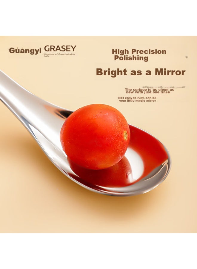 GRASEY Guangyi 316l Stainless Steel Flat-bottom Spoon, Household Spoons, Enlarged Serving Spoons, Soup Spoons, Rice Spoons, Tablespoons, Soup Spoons, 2-piece Set, Gy7877 - Image 5