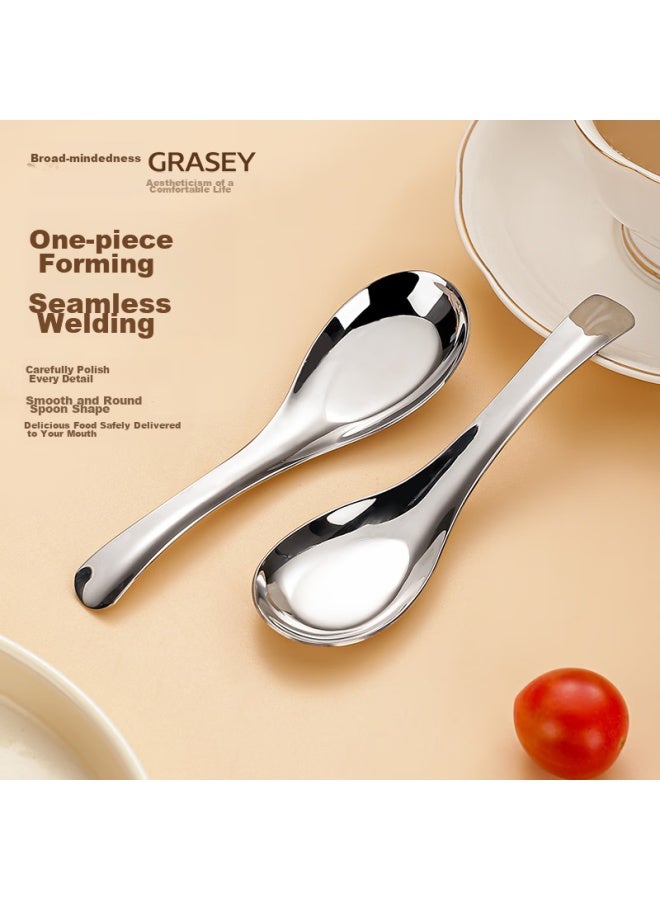 GRASEY Guangyi 316l Stainless Steel Flat-bottom Spoon, Household Spoons, Enlarged Serving Spoons, Soup Spoons, Rice Spoons, Tablespoons, Soup Spoons, 2-piece Set, Gy7877 - Image 4