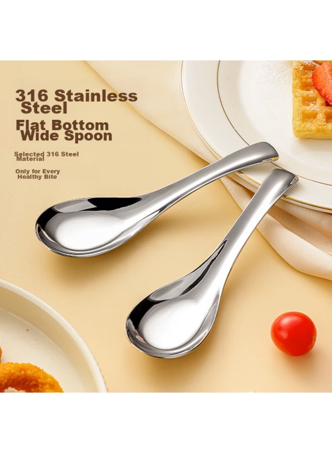 GRASEY Guangyi 316l Stainless Steel Flat-bottom Spoon, Household Spoons, Enlarged Serving Spoons, Soup Spoons, Rice Spoons, Tablespoons, Soup Spoons, 2-piece Set, Gy7877 - Image 1