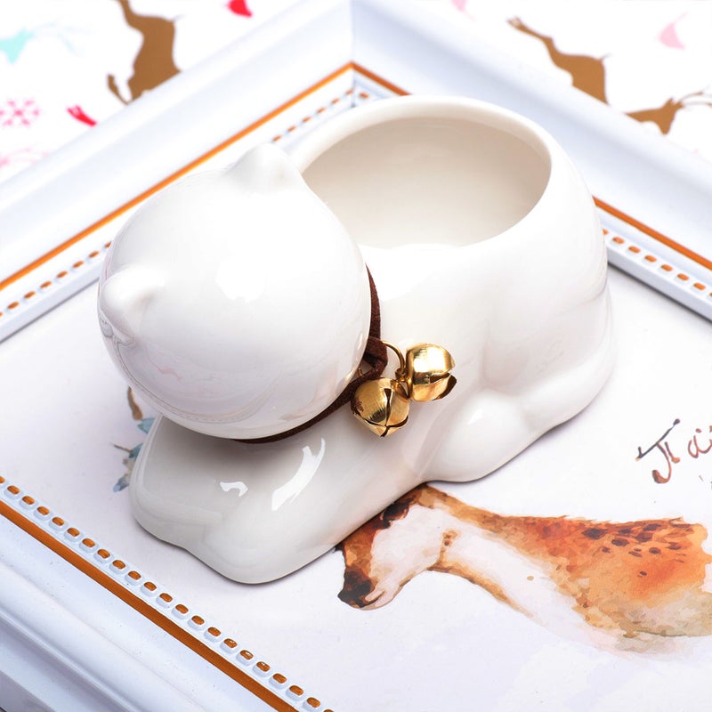 1Pc Ceramic Flower Pot Lovely Cartoon Cat Shaped Planter Pot Desktop Decoration for Home Office (without Plant) - Image 3