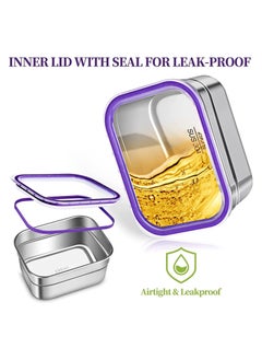Yooyee Stainless Steel Lunch Box for Kid School, Insulated Bento Lunch Box with Bag, 3 Compartment Divided Lunch Containers with Lids, Leakproof, BFA Free, Dishwasher Safe,  1260ML Purple  - Image 4