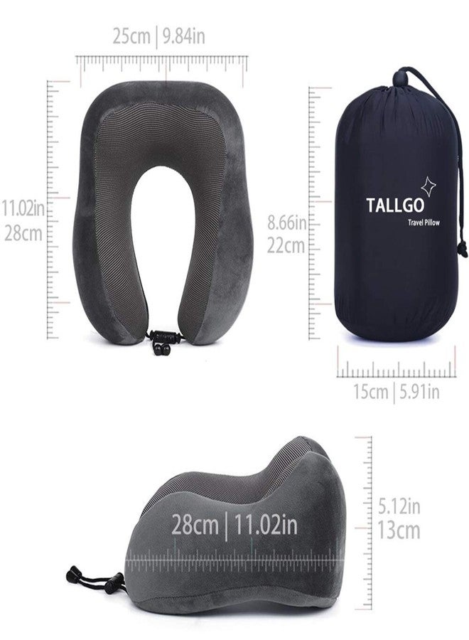TALLGO وسادة سفر، أفضل وسادة للرقبة من إسفنج الذاكرة، وسادة ناعمة لدعم الرأس أثناء النوم والراحة، للاستخدام في الطائرة والسيارة والمنزل (أسود) (وردي) (رمادي) - Image 4