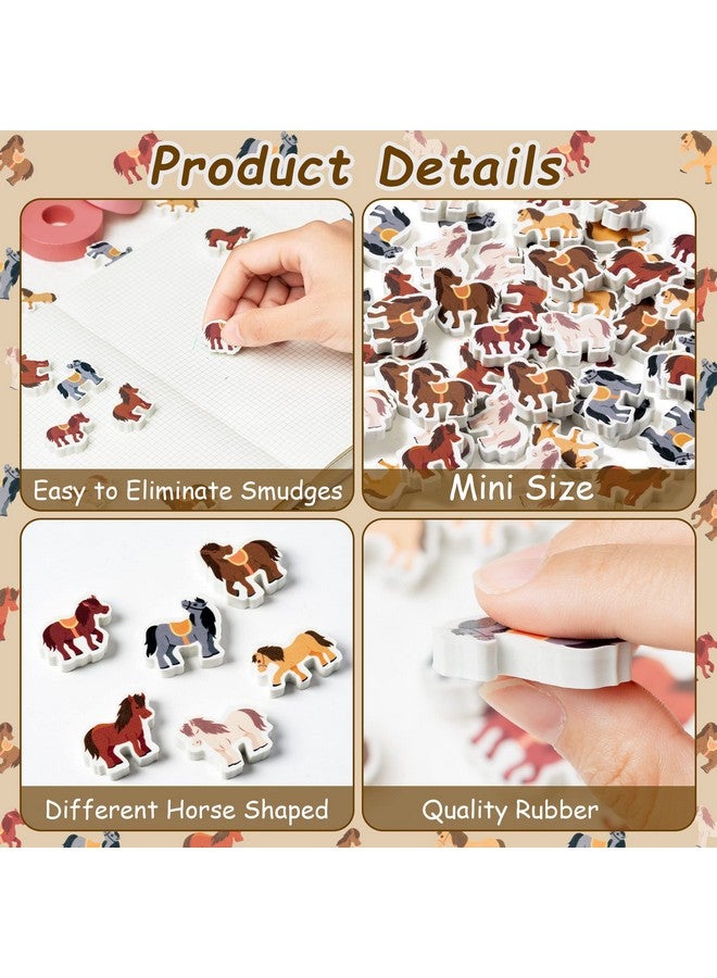 Haooryx 60Pcs Horse Shaped Mini Eraser For Kids Bulk Novelty Horse Animal Pencil Eraser 3D Desk Puzzle Erasers Pet For Student Classroom Reward Prizes Gift Horse Racing Derby Party Favors Supply - Image 5
