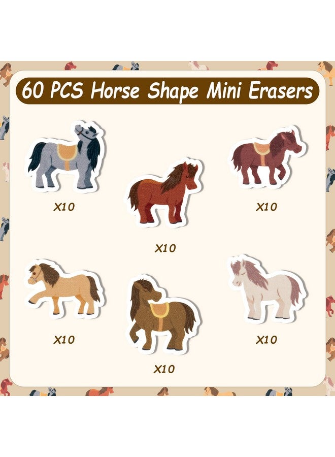 Haooryx 60Pcs Horse Shaped Mini Eraser For Kids Bulk Novelty Horse Animal Pencil Eraser 3D Desk Puzzle Erasers Pet For Student Classroom Reward Prizes Gift Horse Racing Derby Party Favors Supply - Image 4
