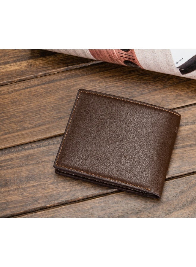 baellerry Men's Short Wallet Business Premium Men's Money Clip Multi-card Lychee Print Wallet - Image 5