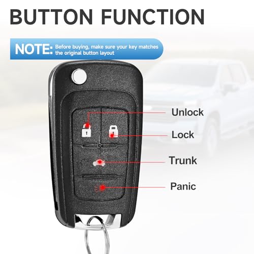 LYFUCESS 2 PCS Flip Keyless Entry Key Fob Replacement Remote Fits for Chevy Equinox Camaro 2010-2019 Malibu 2014-2016 Impala 2014-2019 Sonic 2012-2017 Cruze 2011-2016 GMC Terrain Buick Car Remote OHT01060512 - Image 4