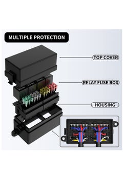 12 Volt Fuse Relay Box Pre-Wired Fuse and Relay Box with 4 Relays and 12 Way ATC/ATO Fuses Sealed 12V Relay Fuse Box Block for Auto Car Marine Boat - pzsku/Z6038A2F50E62F4202B35Z/45/_/1713492264/8f22e6fd-1d99-4c2e-8b1e-f7f6fb589735