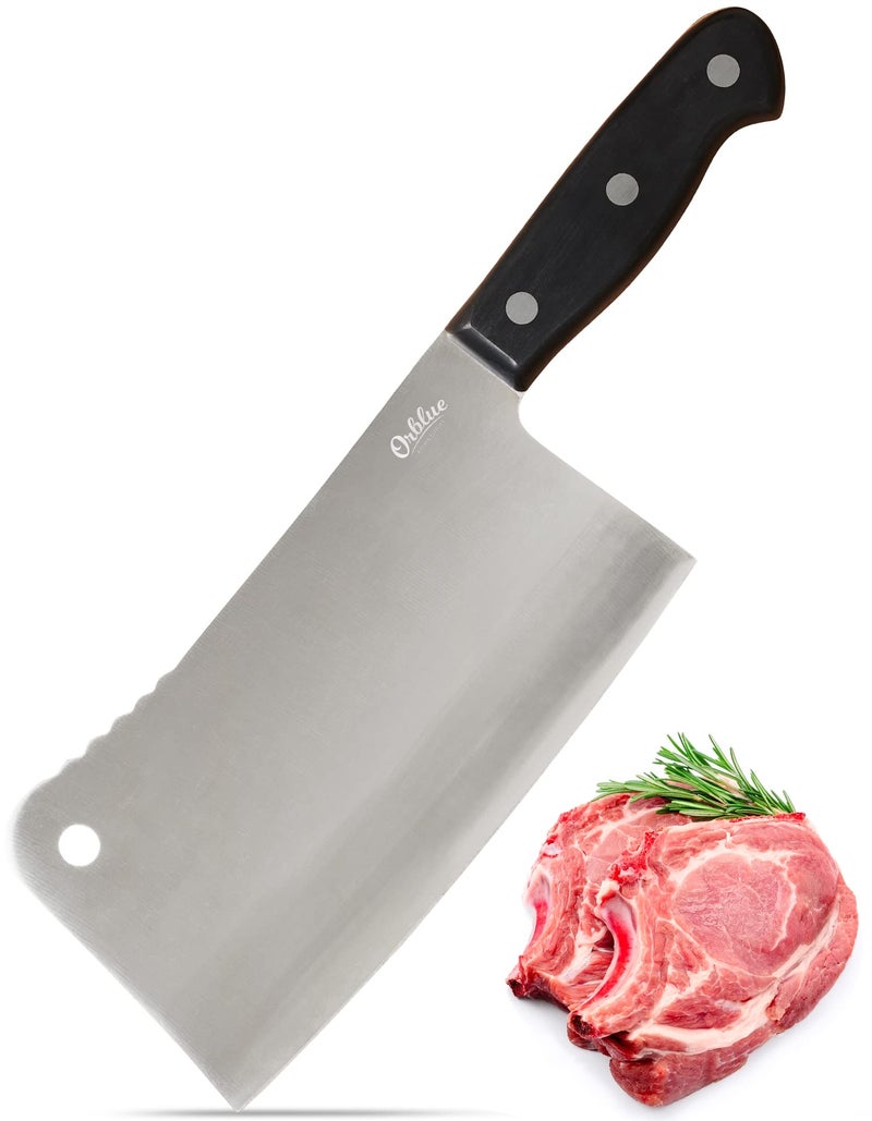 Orblue Orblue Premium Meat Cleaver - Stainless Steel Chef Butcher Knife for Cooking - Professional 7-Inch Blade for Precision Cutting - Perfect for Home Kitchen or Restaurant  - Image 1