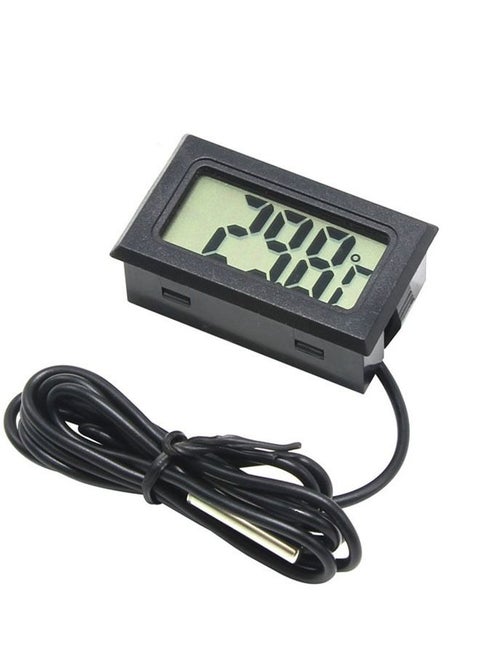 Mini Digital LCD Thermometer Temperature Monitor with 2M External Probe for Fridge Freezer Refrigerator Aquarium，Digital Hygrometer Thermometer Gauge，Black