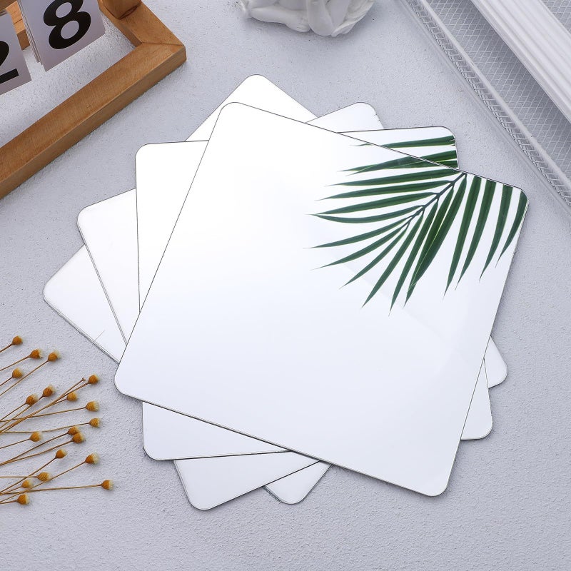 بلاط مرايا غير قابل للكسر ذاتية اللصق 20x20 سم 4 قطع لتزيين الحائط - Image 5