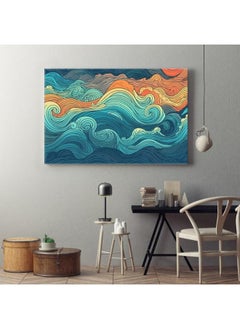 home gallery abstract summer ocean waves Printed Canvas wall art