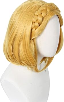 Linfairy Womens Short Blonde Wig Halloween Cosplay Wigs with 2 Elf Ear - Image 3