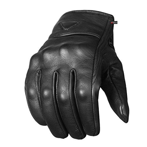 Jackets 4 Bikes Motorcycle Gloves Premium Leather for Men Women Touchscreen NonSlip Motorbike Cruiser Street Biker Protector Black L