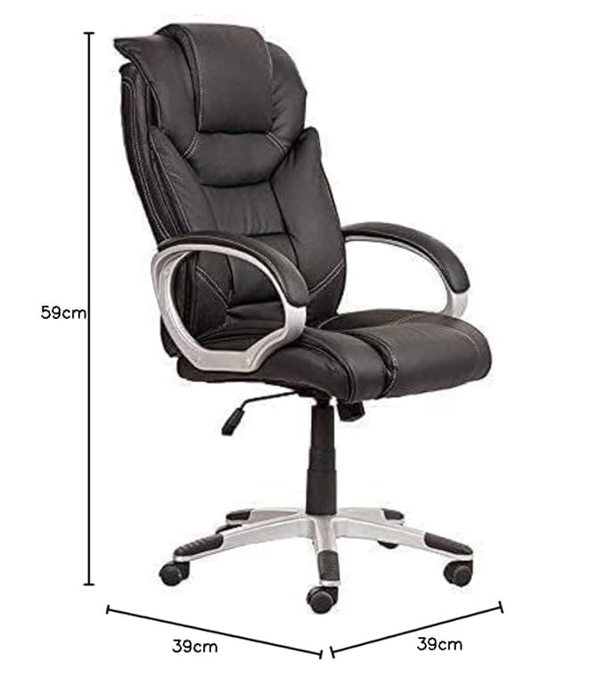 Mezonite Mezonite Orthopedic Boss Chair Breathable Leatherette Office Chair Ergonomic Executive Chair with Spacious Cushioned Seat Heavy Duty Metal Base Rocking Function Black - Image 2