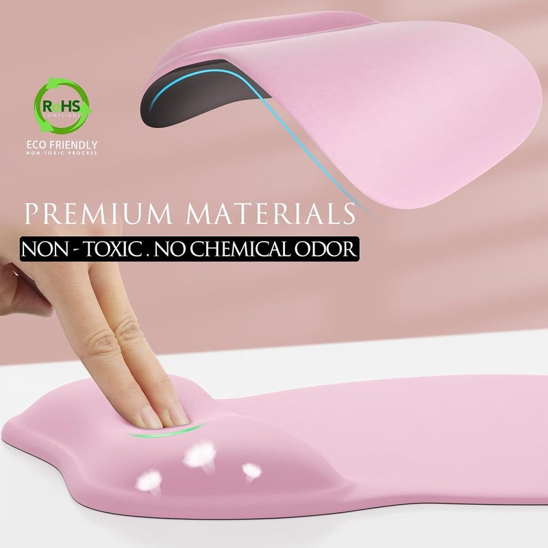 MROCO Ergonomic Mouse Pad with Gel Wrist Rest, 9.4 x 8.1 in, Pale Pink | Ergonomic Shape Design, Multiple Pattern Options, Gel Wrist Comfort, Smooth Lycra Surface, Non-Slip PU Base - Image 3