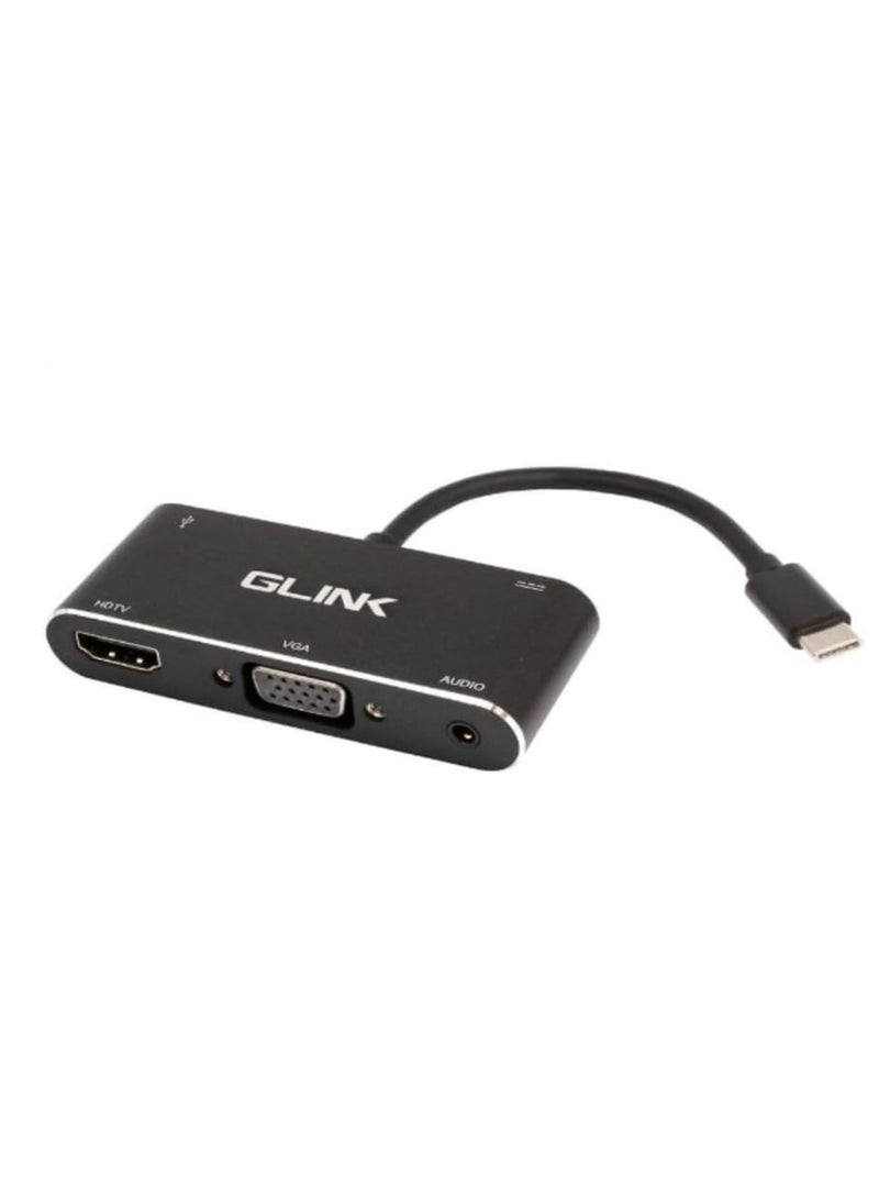 جلينك محول GLINK GL-058 من نوع USB-C إلى HDTV/VGA بدقة 4K - Image 1