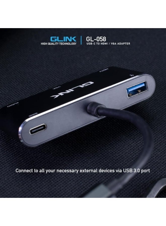 جلينك محول GLINK GL-058 من نوع USB-C إلى HDTV/VGA بدقة 4K - Image 5