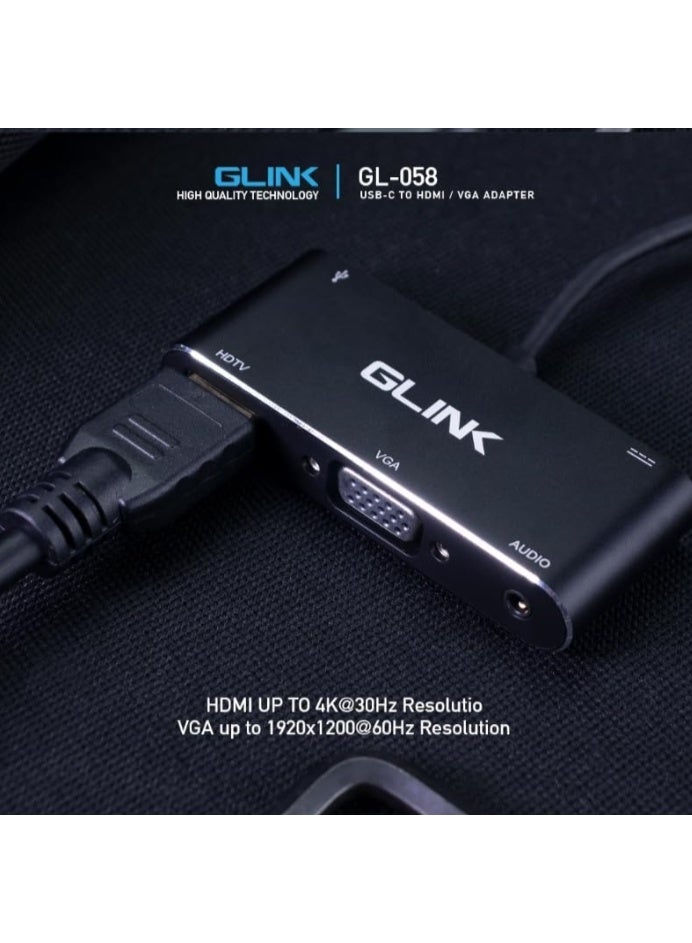 جلينك محول GLINK GL-058 من نوع USB-C إلى HDTV/VGA بدقة 4K - Image 4