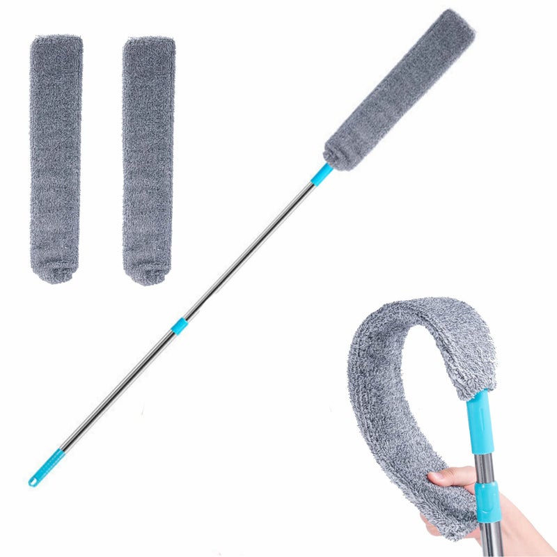 ARAINY Retractable Gap Dust Cleaner Under Appliance Microfiber Duster Dust Brush with Extension Pole (36 to 49 inches) Cleaning Duster for Bed High Ceilings Furniture Bottom Household Gap Duster Gray - Image 1