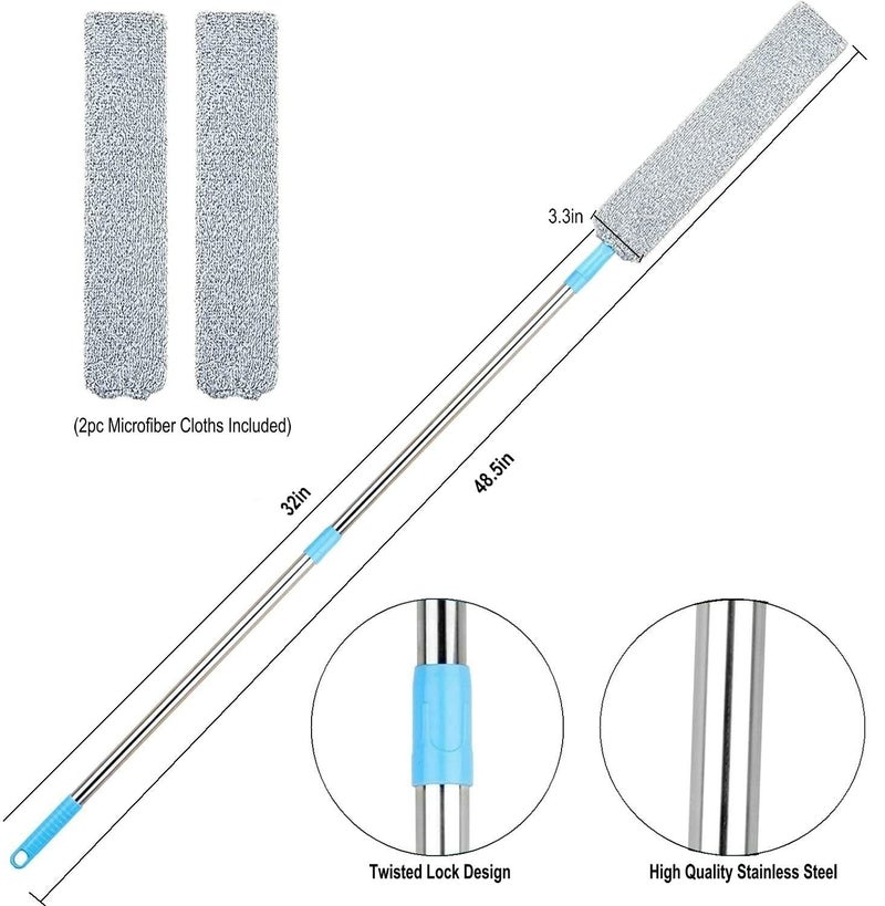 ARAINY Retractable Gap Dust Cleaner Under Appliance Microfiber Duster Dust Brush with Extension Pole (36 to 49 inches) Cleaning Duster for Bed High Ceilings Furniture Bottom Household Gap Duster Gray - Image 5