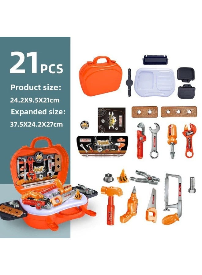 Children's Backpack Toy Tool Kit Repair Educational Boys Play House Maintenance Tools Set Disassembly Assembly Learning-Specifications:Large 2-in -1 Tote Bag  - Image 1