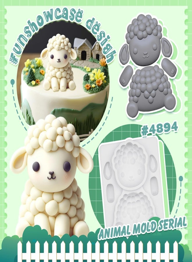 FUNSHOWCASE Fondant Mold Sheep Farm Animal Cake Topper 3.3 Inches Tall - Image 2