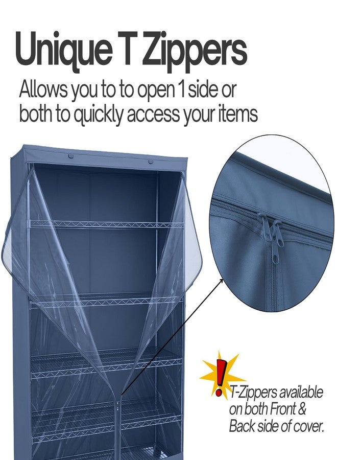 Formosa Covers Storage Shelving Rack Cover with One See Through PVC Panel in Color Dusty Blue Size 36" W x 18" D x 72" H - Image 4