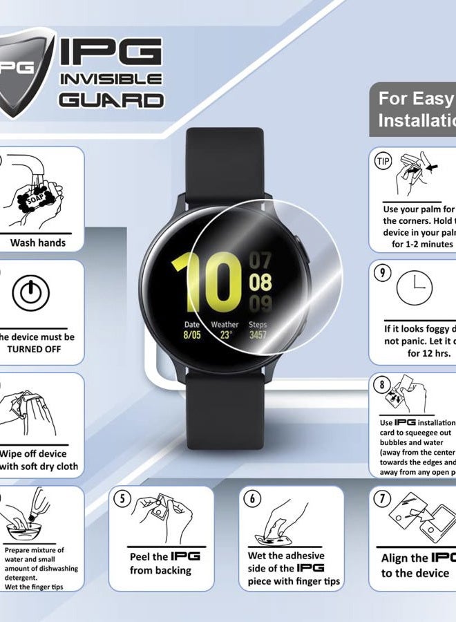 IPG واقي شاشة هيدروجيل غير مرئي لجهاز Garmin Approach S70 سمارت ووتش (2 وحدات) فيلم شفاف عالي الدقة مضاد للخدش - سلس / ذاتي الشفاء / فقاعات (Approach S70، 47 مم) - Image 4