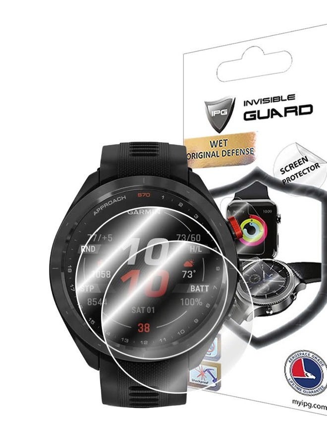 IPG واقي شاشة هيدروجيل غير مرئي لجهاز Garmin Approach S70 سمارت ووتش (2 وحدات) فيلم شفاف عالي الدقة مضاد للخدش - سلس / ذاتي الشفاء / فقاعات (Approach S70، 47 مم) - Image 1