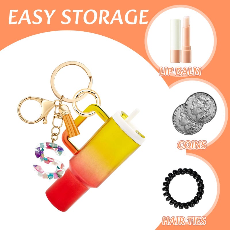 Beofinest Mini Tumbler Chapstick Holder Keychain, Initial Letter Stanley Cup Charms Fashion Tassel Keychain for Backpack - Image 2