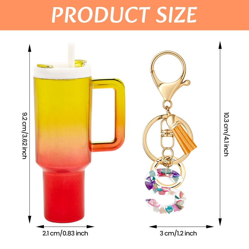 Beofinest Mini Tumbler Chapstick Holder Keychain, Initial Letter Stanley Cup Charms Fashion Tassel Keychain for Backpack - Image 3