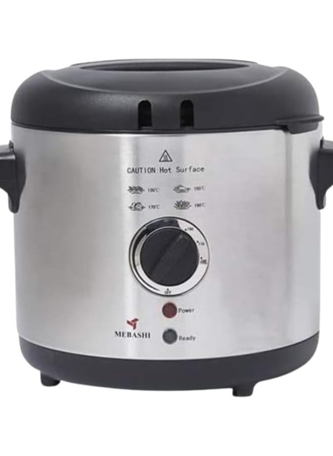 Mebashi MEBASHI Deep Fryer, 1.5 L Capacity, Stainless Steel, Adjustable Thermostat,(1100W) Detachable Oil Tank (ME-DF8001SCB)  - Image 1