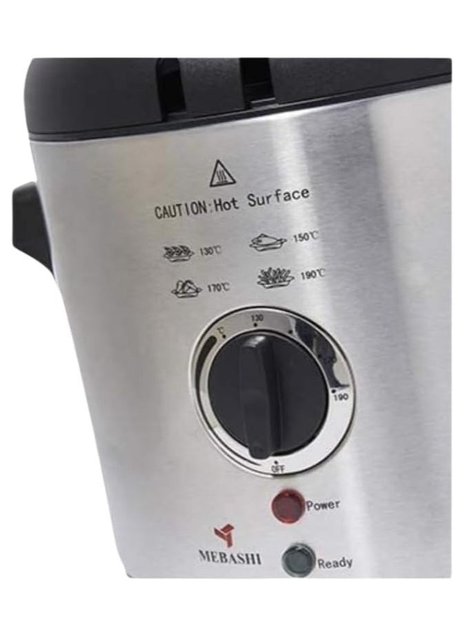 Mebashi MEBASHI Deep Fryer, 1.5 L Capacity, Stainless Steel, Adjustable Thermostat,(1100W) Detachable Oil Tank (ME-DF8001SCB)  - Image 2