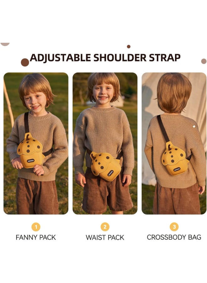 شبيلي حقيبة كروس وكتف وحزام للأولاد والبنات، حقيبة صدر جانبية صغيرة للأطفال بتصميم ألوان متناسقة وخامة قابلة للتهوية، حافظة خصر ميني للاستخدام اليومي والكاجوال والحفلات والسفر ‎(أصفر)‎ - Image 3
