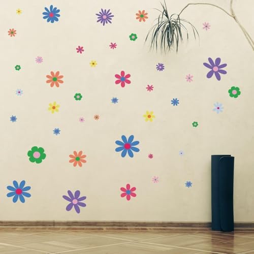 CVANU 9 Sheets of Beautiful Multicolor Flowers Wall Sticker Printed on Frosted Vinyl Self-Adhesive for Wall Decoration (8.3inchX11.7inch)_F164 - Image 1