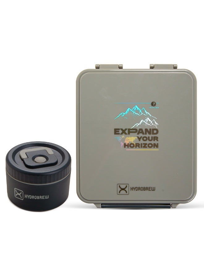 HYDROBREW صندوق غداء هيدروبرو مع جرة طعام فولاذية - مغامرة ساج - Image 1