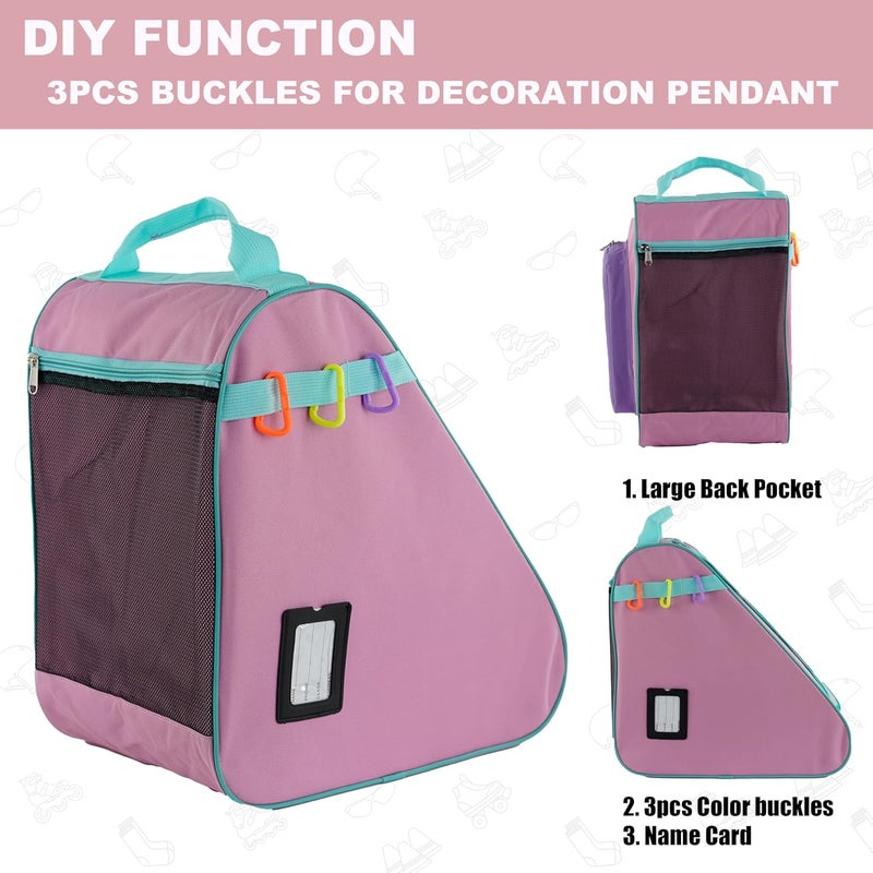 HEXIFUL Skate Bag for Ice, Inline, Roller & Quad Skates - Violet-Pink/Mint - Image 5