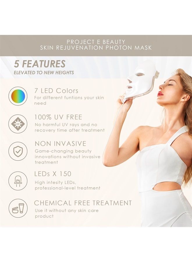 Project E Beauty Skin Rejuvenation Photon Mask | LED Face Mask Light Therapy Red Blue Light Anti-Aging Wrinkle Acne Removal Spa Facial Treatment Home Skincare Mask - Image 3