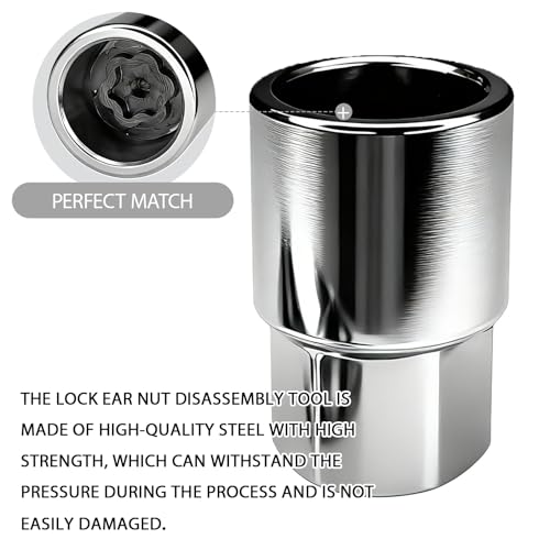 Eponcia Wheel Lock Key Lug Nut Key Locking Lug Nut Removal Tool for Toyota Lexus Tacoma Senna, Security Nuts Socket Wrench Anti-Theft D-Wheel Locking Nuts Socket Adapter Installation & Removal (Silver - Image 5