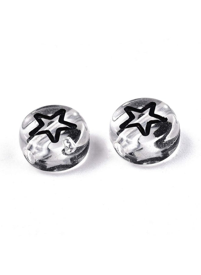 200Pcs Transparent Flat Round Acrylic Beads 7x4mm Clear Moon Heart Flower Star Beads for DIY Necklace Bracelet Jewelry Making - Image 3